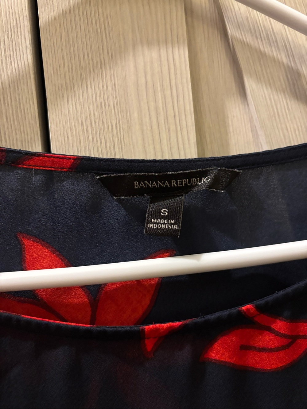 Banana Republic Navy Floral Bell-Sleeve Blouse with Red Flowers - Picture 2 of 8